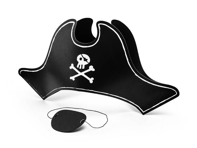 Chapéu e tapa-olho de pirata, 14 cm