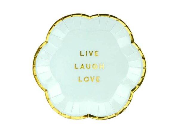 Pratos Yummy - Live Laugh Love, azul claro, 13 cm