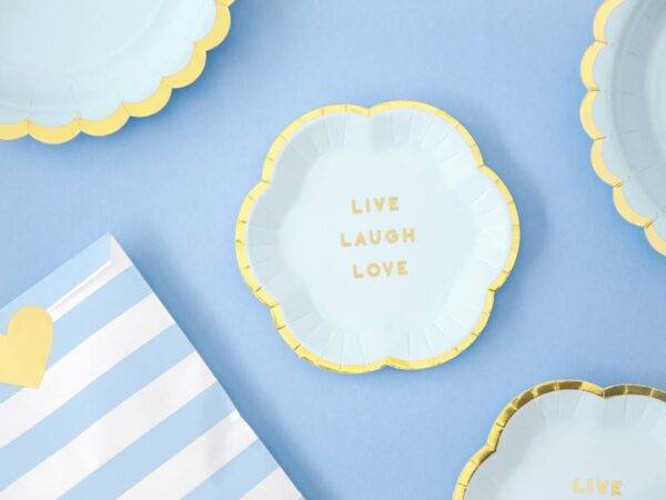 Pratos Yummy - Live Laugh Love, azul claro, 13 cm