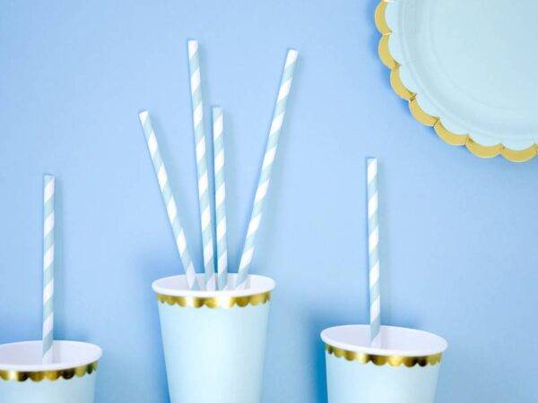 Palhinhas de papel, azul claro, 19,5 cm