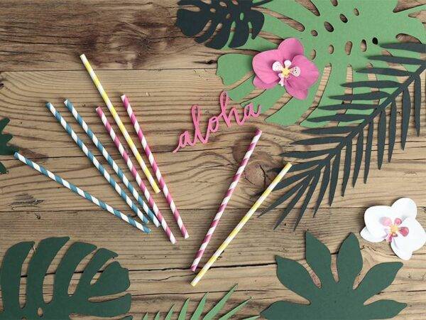 10 PALHINHAS DE PAPEL AMARELAS 19,5 cm