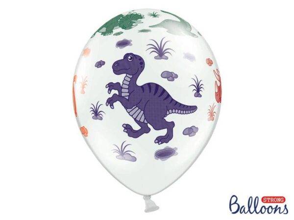 Balões 30 cm, Dinossauros, Branco Puro Pastel