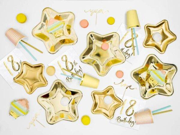 Pratos de Papel forma estrela, ouro, 23 cm