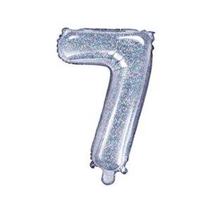 Balão de foil "7", 35 cm, holográfico