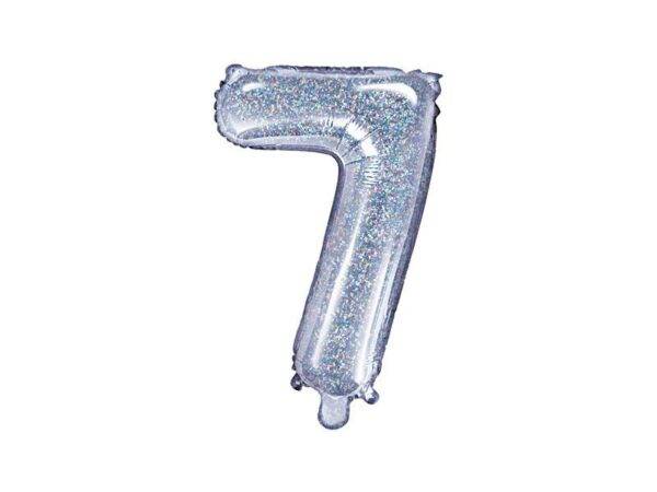 Balão de foil "7", 35 cm, holográfico