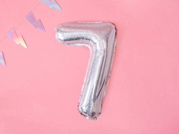 Balão de foil "7", 35 cm, holográfico