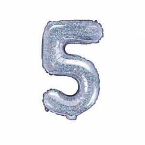 Balão de foil "5", 35 cm, holográfico
