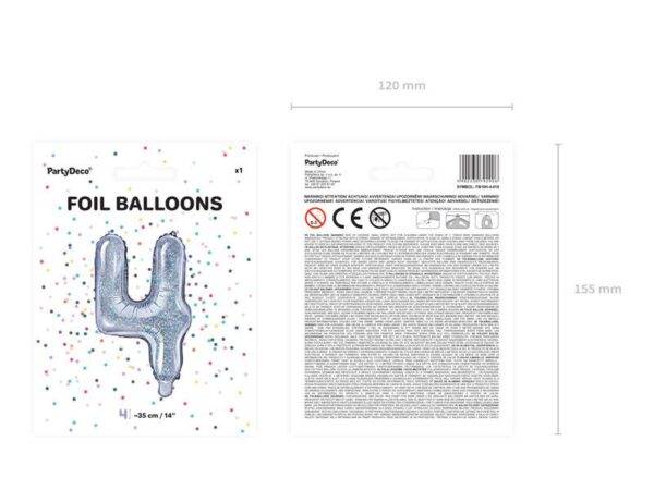Balão de foil "4", 35 cm, holográfico