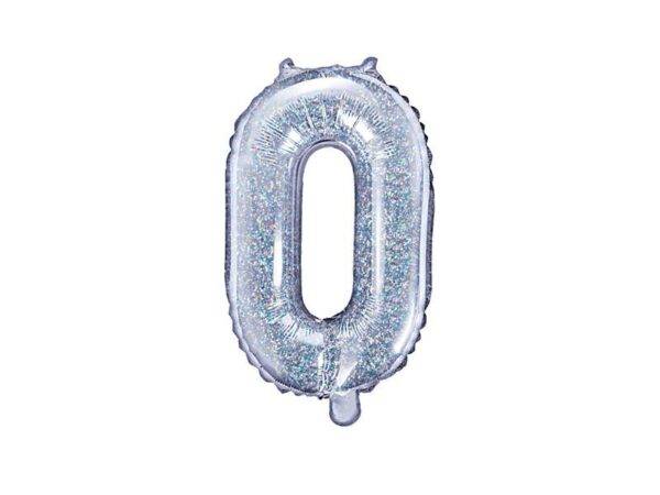 Balão de foil "0", 35 cm, holográfico