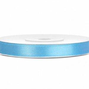 Fita de cetim, azul celeste, 6 mm / 25 m