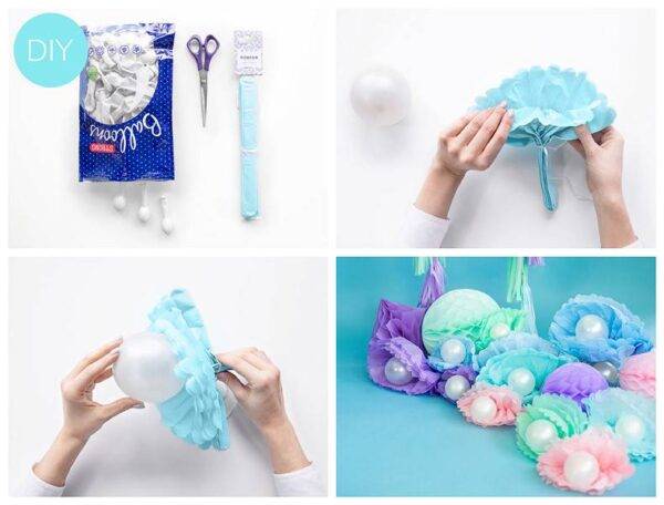 Tissue paper Pompom, azul celeste, 25 cm