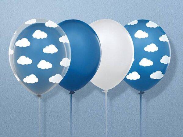Balões de 30 cm, nuvens, azul centáurea pastel