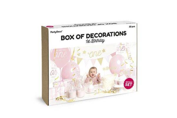 Conjunto de decorações para festas - 1º aniversário, ouro