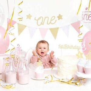 Conjunto de decorações para festas - 1º aniversário, ouro