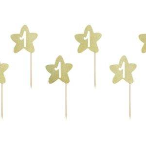 Cupcake toppers 1º aniversário, ouro