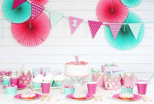 Decorações de papel 1, rosa claro, 5,5 cm