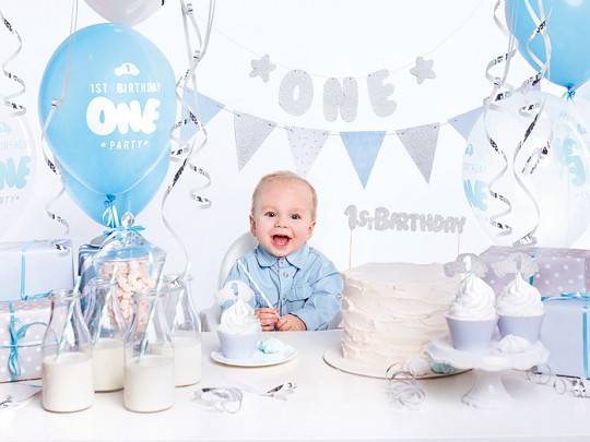Conjunto de decorações para festas - 1º aniversário, prata