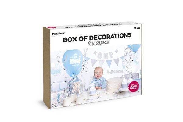 Conjunto de decorações para festas - 1º aniversário, prata