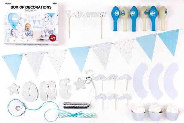 Conjunto de decorações para festas - 1º aniversário, prata