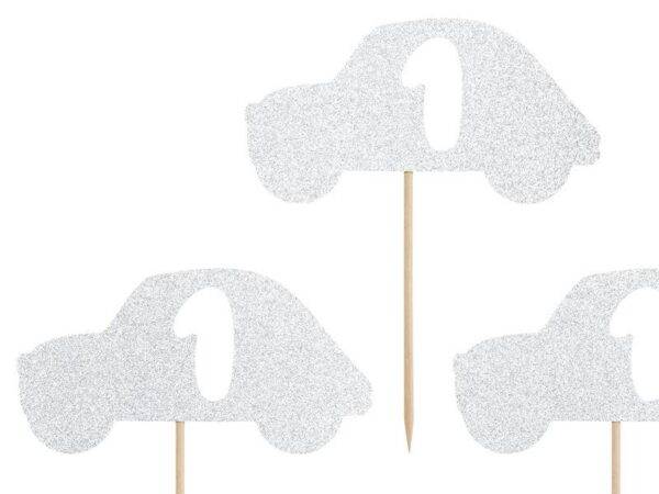 Cupcake toppers 1º aniversário, prata