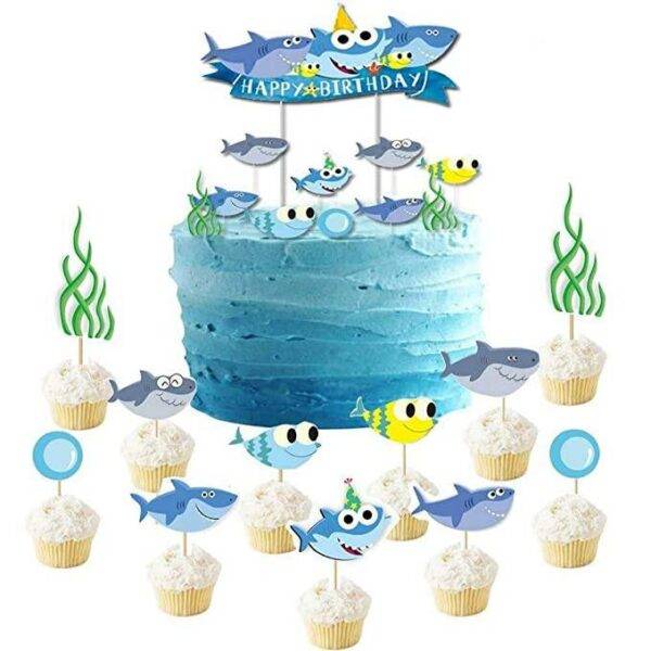 Topper para cupcake Tubarão