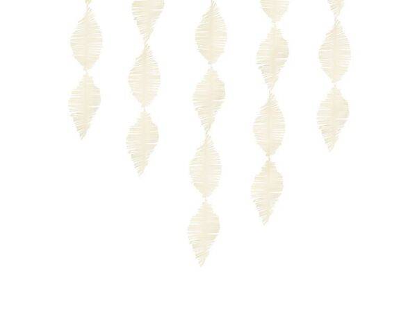 Guirlanda de franja de papel crepe, creme claro, 3 m