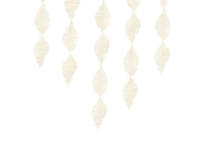 Guirlanda de franja de papel crepe, creme claro, 3 m