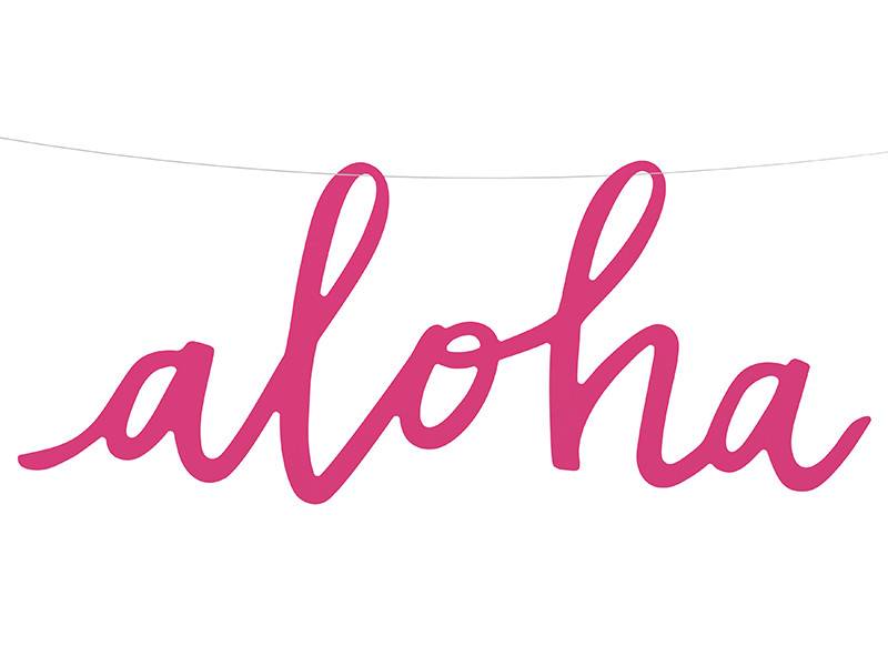 Banner Aloha, fúcsia, 19x47 cm