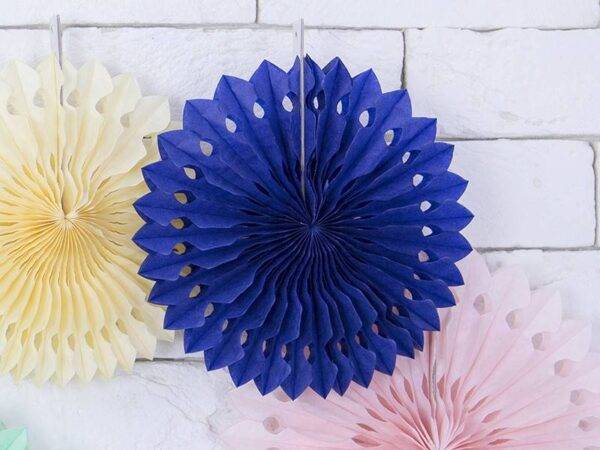 Leque de tecido, azul marinho, 20-30 cm