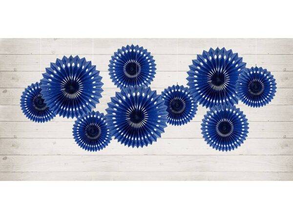 Leque de tecido, azul marinho, 20-30 cm