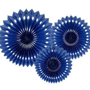 Leque de tecido, azul marinho, 20-30 cm