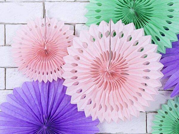 Leque de tecido, rosa claro, 20-30 cm