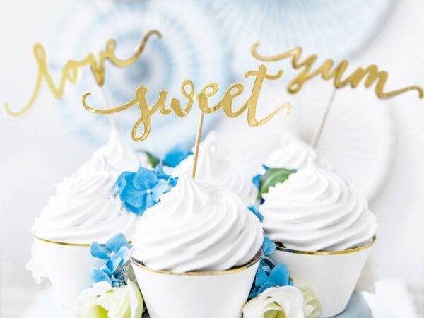 Toppers de cupcake Love, ouro, 13 cm