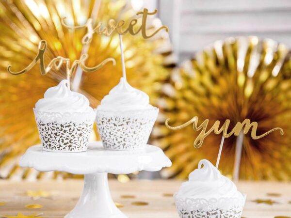 Toppers de cupcake Love, ouro, 13 cm