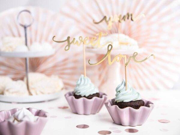 Toppers de cupcake Love, ouro, 13 cm