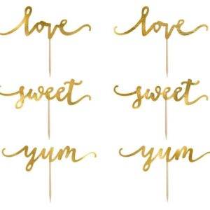 Toppers de cupcake Love, ouro, 13 cm