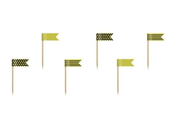 Cupcake Toppers Mini Bandeiras Bee, mix, 7 cm