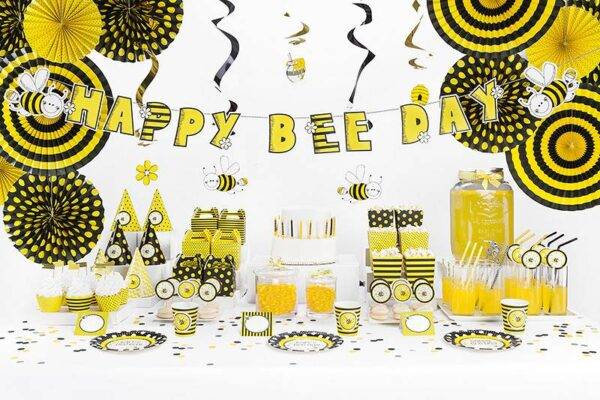 Cupcake Toppers Mini Bandeiras Bee, mix, 7 cm