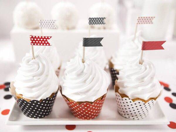 Cupcake Toppers Mini Flags Ladybug, mix, 7 cm