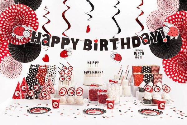 Cupcake Toppers Mini Flags Ladybug, mix, 7 cm