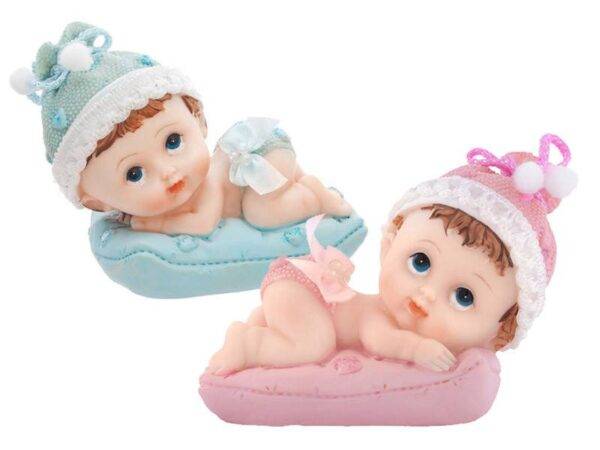 Estatuetas de menina com travesseiro, 9 cm