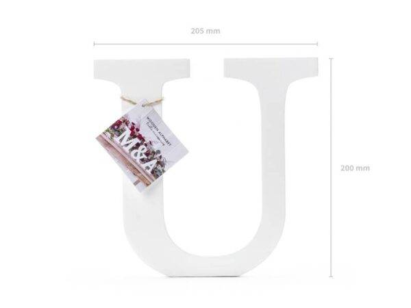 Letra de madeira U, branca, 20,5x20 cm