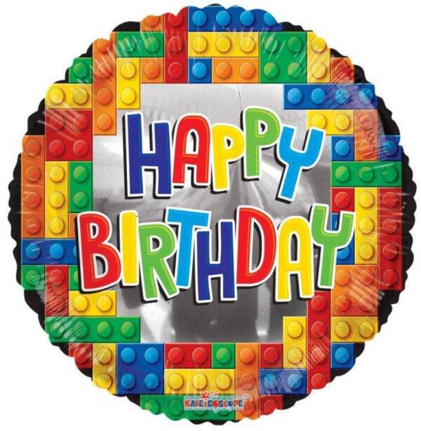 Balão Fol 18" Happy Birthday Blocks