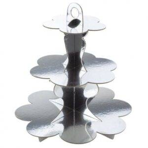 Cupcake Stand 34 cm 3 Andares Prateado Foil