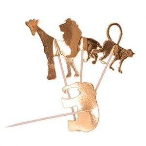 20 Picks 12,5 cm Animais da Selva Dourado Foil