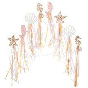 8 Varinhas Sereia Brilhantes com Fitas 22 cm