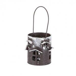 Lanterna de Metal com Suporte para Vela em Vidro 7x8 cm Natal