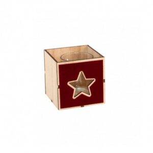 Suporte para Velas 8x8 cm Veludo Vermelho