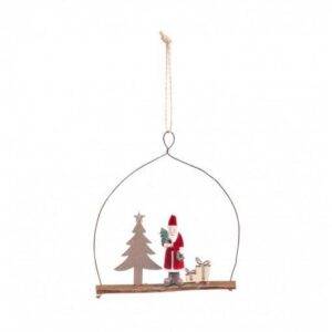 Decoração Pendente Pai Natal com Árvore 12,5x3x15 cm