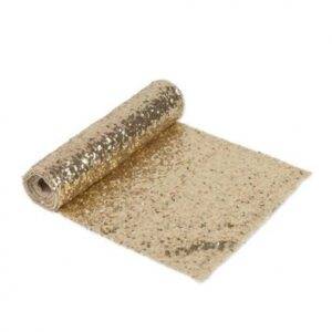 Corredor de mesa 30cm x 2,5 m Lantejoulas Douradas